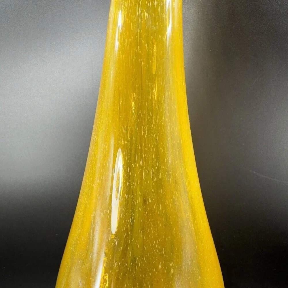 Vintage Hand Blown Studio Art Glass Long Neck Vase Vessel With Small Bubbles VTG